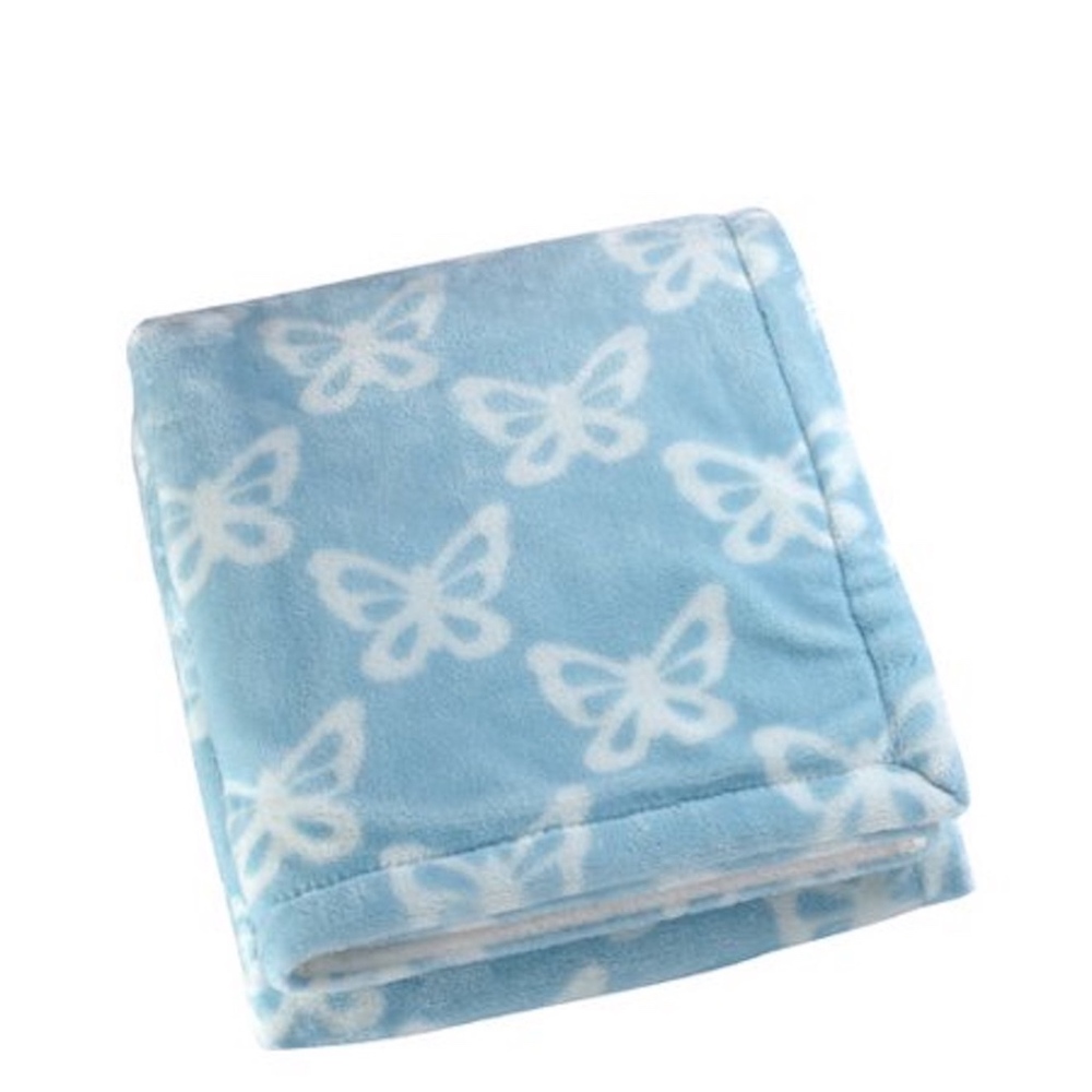 Blue Butterfly French Fiber Baby Blanket